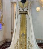 White and gold unique wedding moroccan kaftans