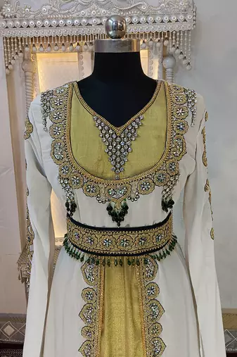 White and gold unique wedding moroccan kaftans