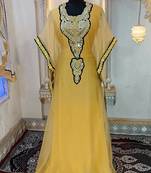 Beige and black designer islamic takchita kaftan