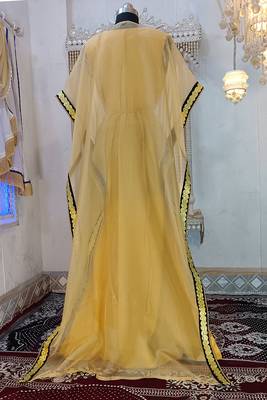 Beige and black designer islamic takchita kaftan 5