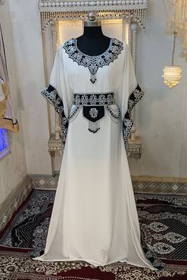 White and black stylish arabic takchita kaftan 1
