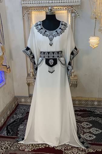 White and black stylish arabic takchita kaftan