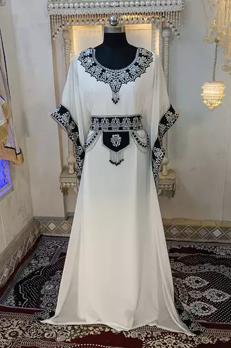 White and black stylish arabic takchita kaftan