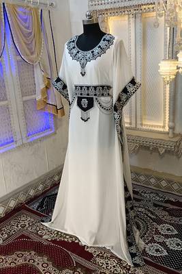 White and black stylish arabic takchita kaftan 2