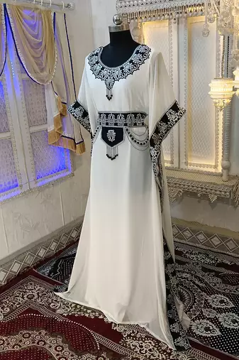 White and black stylish arabic takchita kaftan