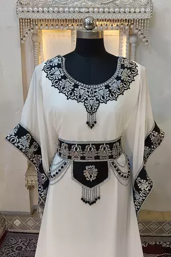 White and black stylish arabic takchita kaftan