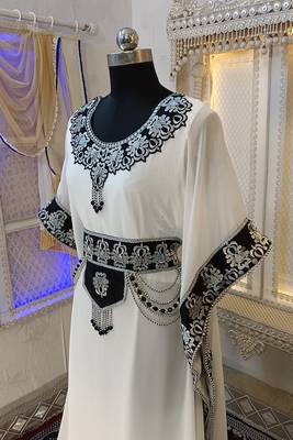 White and black stylish arabic takchita kaftan 4
