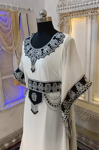 White and black stylish arabic takchita kaftan