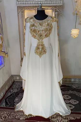 White designer islamic wedding long kaftan