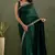 ready to wear dark green color chiffon fabric solid partywear saree