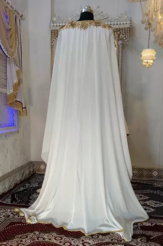 White designer islamic wedding long kaftan