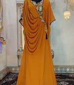 Mustard islamic party wear kaftan dress