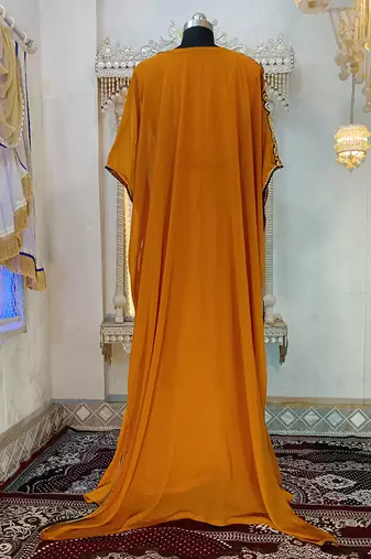 Mustard islamic party wear kaftan dress