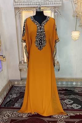 Mustard designer islamic arabic caftan 1
