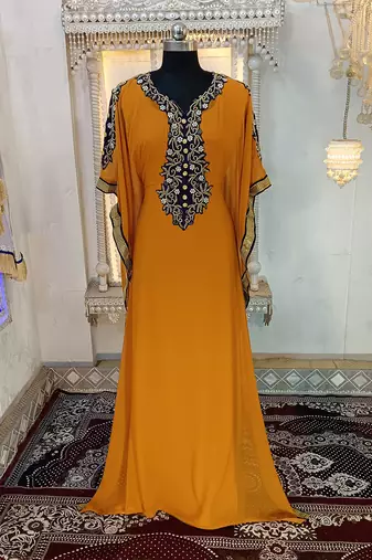 Mustard designer islamic arabic caftan