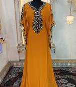 Mustard designer islamic arabic caftan