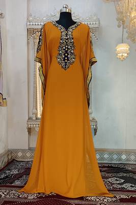 Mustard designer islamic arabic caftan 2
