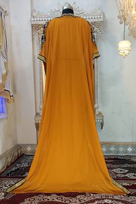 Mustard designer islamic arabic caftan 5
