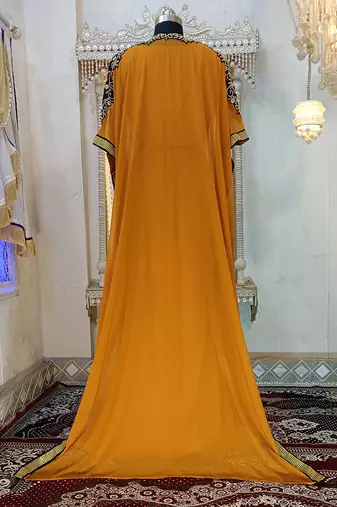Mustard designer islamic arabic caftan