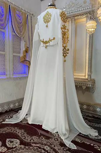 White and gold arabic takchita wedding kaftan