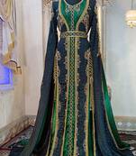 Darkgrey and bottlegreen wedding moroccan kaftan
