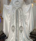 White arabic moroccan islamic wedding kaftan