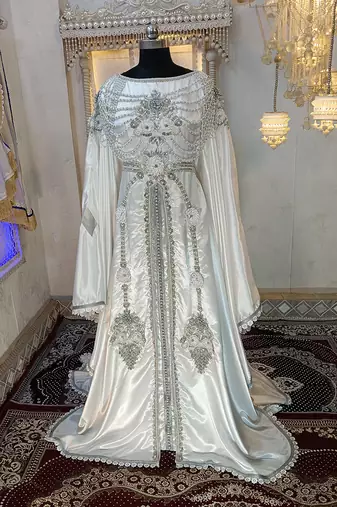 White arabic moroccan islamic wedding kaftan