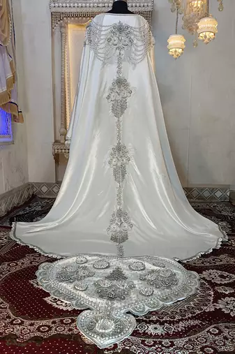 White arabic moroccan islamic wedding kaftan