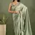 ready to wear pista color chiffon fabric solid partywear saree