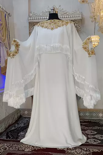 White islamic designer embroidery kaftan
