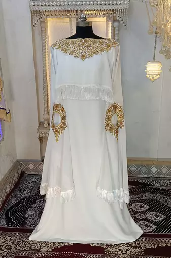 White islamic designer embroidery kaftan