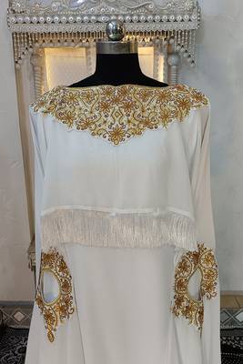 White islamic designer embroidery kaftan 4