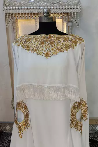White islamic designer embroidery kaftan