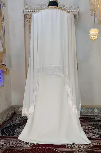 White islamic designer embroidery kaftan