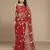 Red soft net multi thread embroidered saree