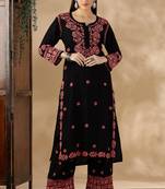 Chikankari embroidered straight kurta with palazzos