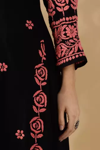 Chikankari embroidered straight kurta with palazzos