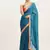 Teal color beautiful partywear embellished sequinned chiffon saree