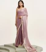 Lavender color beautiful partywear sequinned satin saree