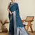 Blue color satin silk wevon jari graceful ethnic saree