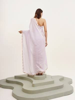 Lavender sequinned embellished tissue saree  2