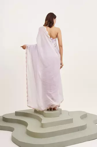 Lavender sequinned embellished tissue saree 