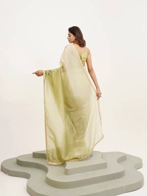 Pista embellished sequinned chiffon saree partywear saree 2