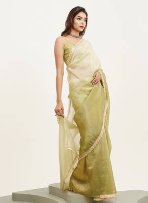 Pista embellished sequinned chiffon saree partywear saree 5