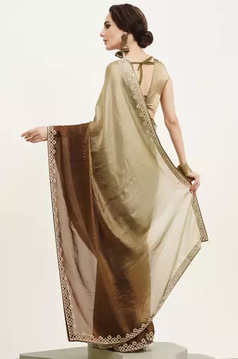 Green embellished beads and stones satin saree partywear saree