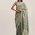 Metallic grey embellished beads and stones satin saree partywear saree