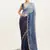 Blue color embellished beads and stones satin saree for beautiful partywear saree