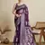 Purple color soft silk fabric wevon flower stylish partywear saree