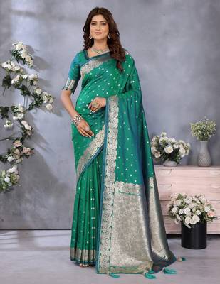 Rama faux banarasi silk blend jacquard weaving saree 1
