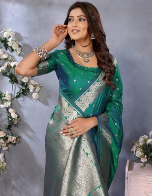 Rama faux banarasi silk blend jacquard weaving saree 4